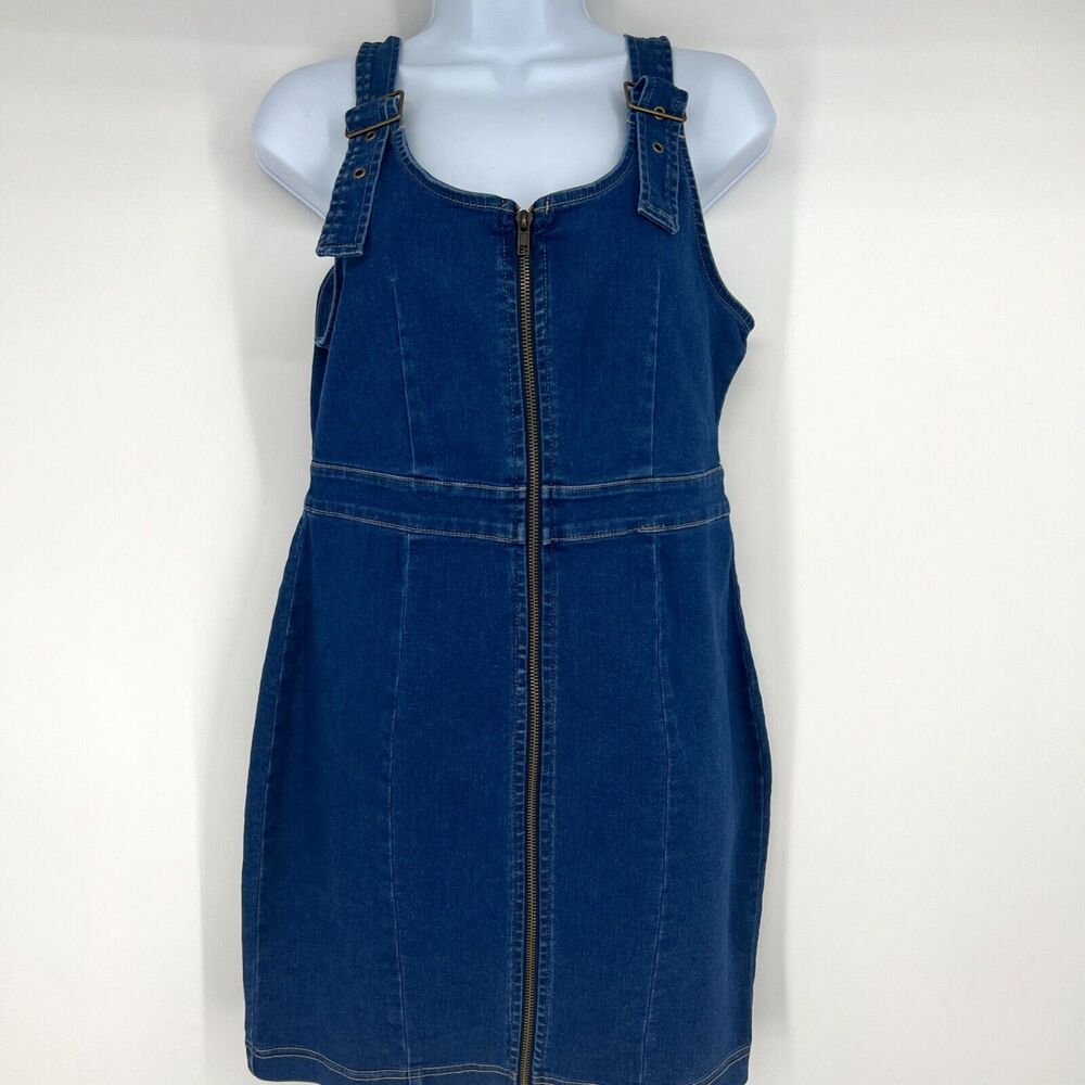 Haute Monde Womens Sheath Dress Blue Mini Stretch Scoop Neck Zipper Sleeveless L